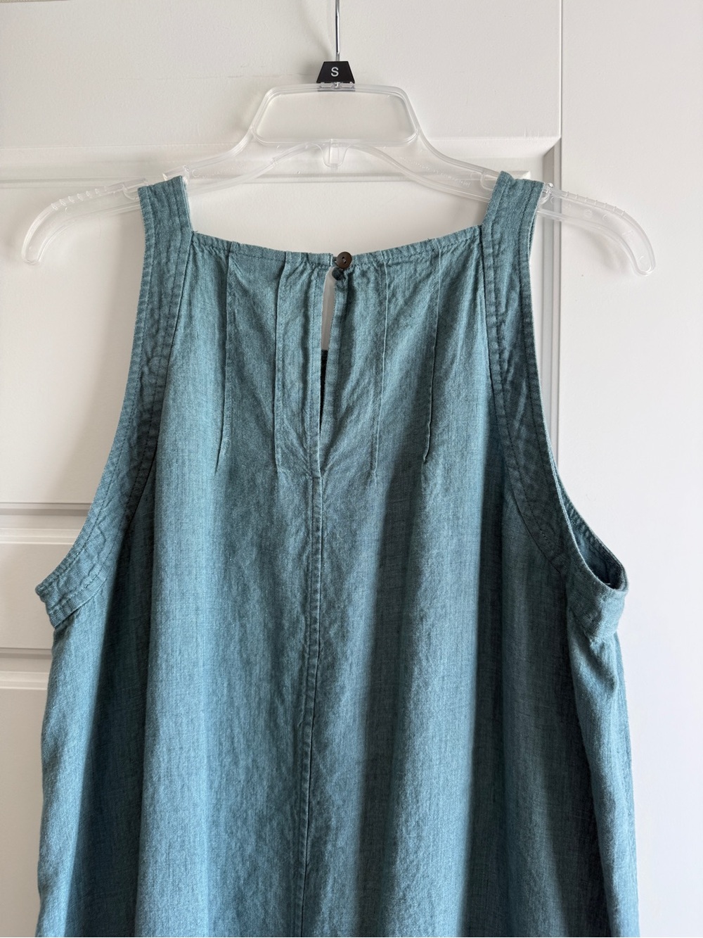 J. Jill Pure Jill Linen Pintucked Maxi Dress Steele Blue Melange - Picture 5 of 8